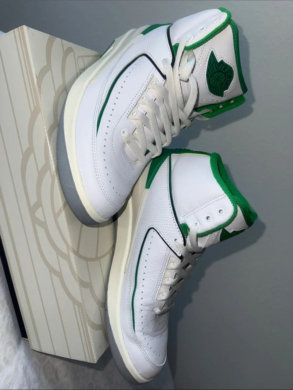 Jordan 2 Retro White Green High-Top Sneakers